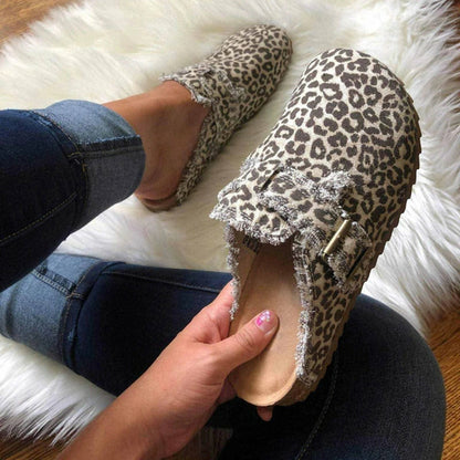 Leopard print women's canvas loafer clogs perfect for casual and comfortable wear